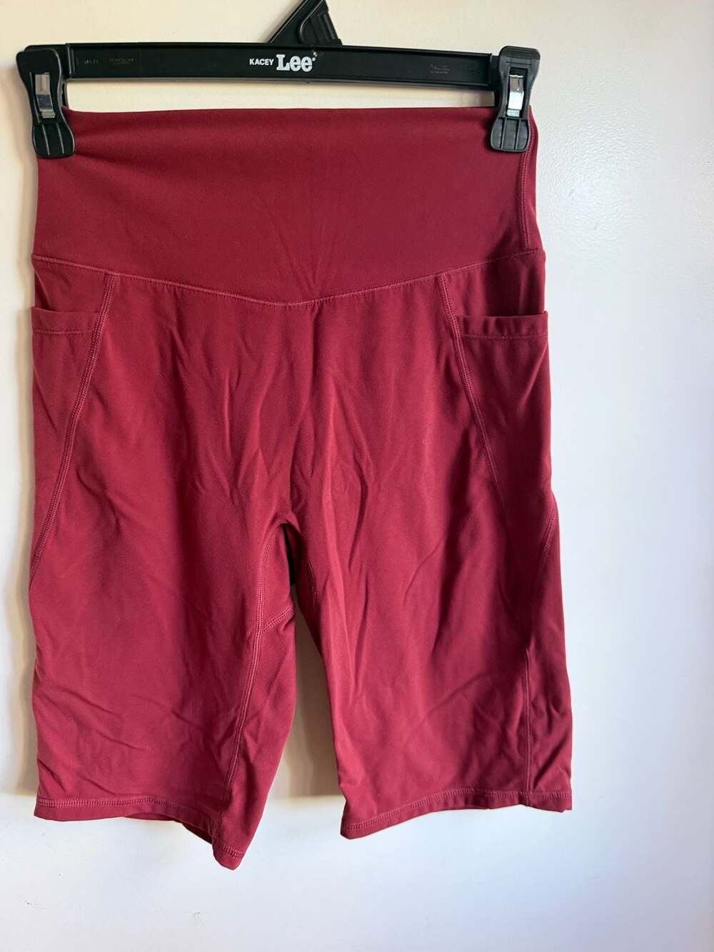 Buffbunny Collection High-Rise Biker Shorts with Pockets in Burgundy